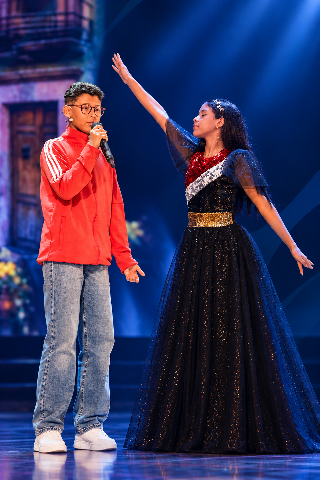Emeralds students singing and performing together on stage
